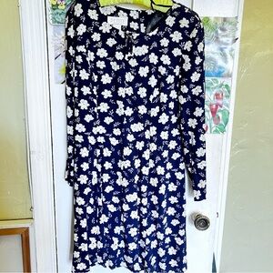 Vintage Petite Sophisticated Blue Print Dress 100% Rayon size 10